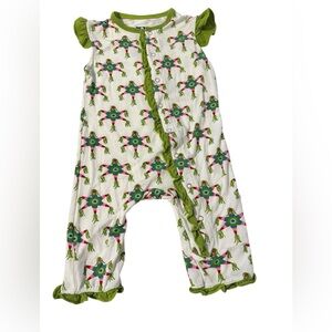 KicKee‎ Pants Ruffle Bamboo Snap Romper Size 3-6 Month Pinatas Print
